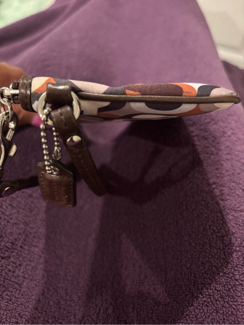 Coach Multicolor Circle-Print Wristlet in Purple, Orange and Brown - Picture 5 of 11